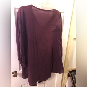 Aubergine cotton voile top with pleat detailing